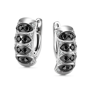 Серьги с английским замком из белого золота с бриллиантом