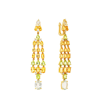 Серьги с английским замком из желтого золота с бриллиантами