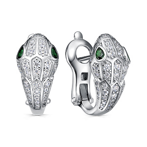 Серьги с английским замком из серебра с фианитами