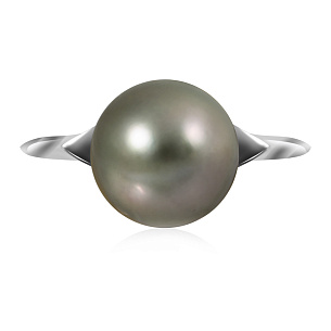 Кольцо с жемчугом из белого золота
