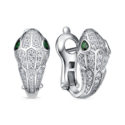 Серьги с английским замком из серебра с фианитами