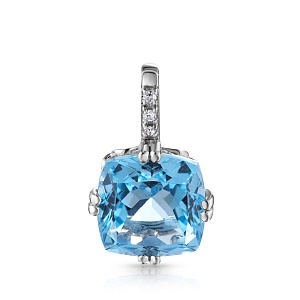 Подвеска из белого золота с бриллиантами, топазом