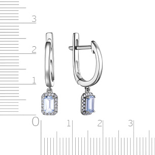 Серьги с английским замком из белого золота с аквамарином