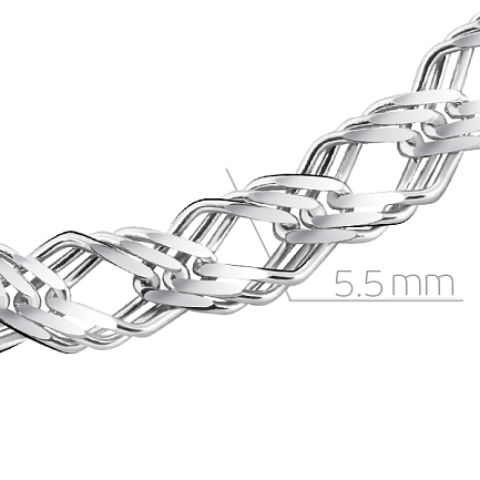 Цепь автомат из серебра, плетение тройной ромб