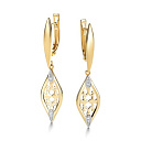 Серьги с английским замком из желтого золота с бриллиантами