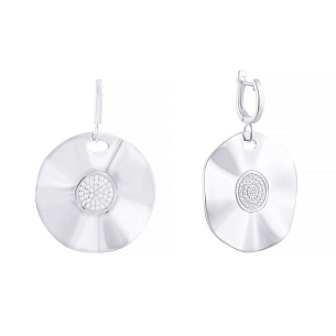 Серьги с английским замком из серебра с фианитом