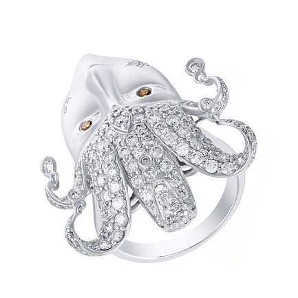 Кольцо из белого золота с бриллиантами