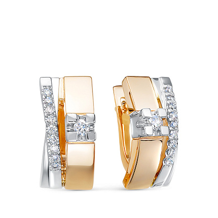 Серьги из красного золота с бриллиантами