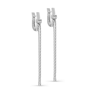 Серьги с английским замком из белого золота с бриллиантом