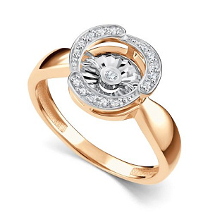 Кольцо из красного золота с бриллиантом