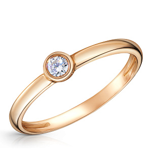 Кольцо помолвочное из красного золота с бриллиантом