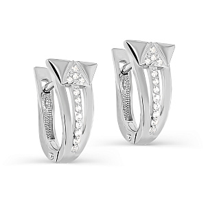 Серьги с английским замком из серебра с фианитами