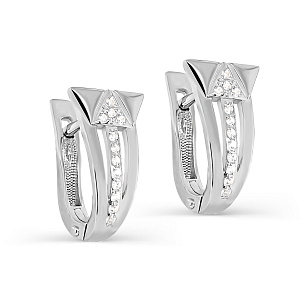 Серьги с английским замком из серебра с фианитом