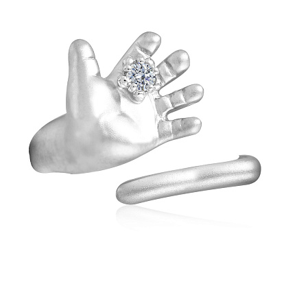 Серебряное кольцо с фианитом Ладошка