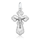 Крест ручной работы из белого золота