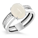 Кольцо из белого золота с бриллиантами, лунным камнем