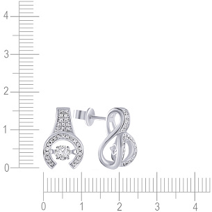 Пусеты из серебра с фианитом