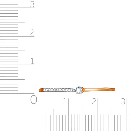 Кольцо из красного золота с фианитом