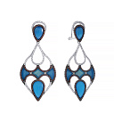 Серьги из серебра с агатом, фианитом