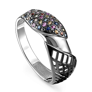 Кольцо из серебра с фианитами