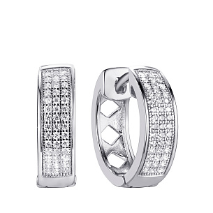 Серьги конго из серебра с фианитами