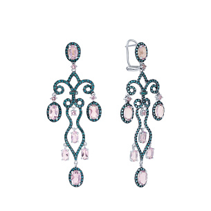 Серьги из белого золота с аметистом