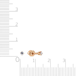 Пусеты из красного золота с фианитом