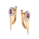 Серьги с английским замком из красного золота с бриллиантами