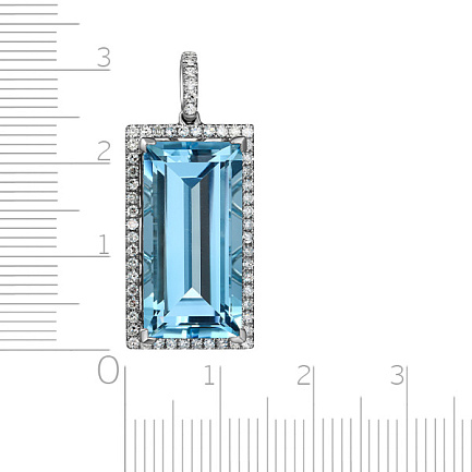 Подвеска из белого золота с бриллиантами, топазом