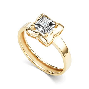 Кольцо из желтого золота с бриллиантом