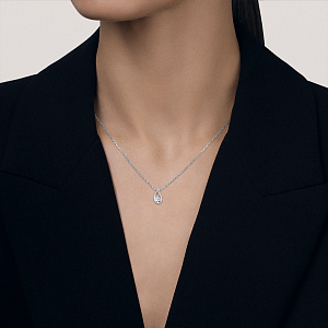 Колье из белого золота с бриллиантами, плетение якорное