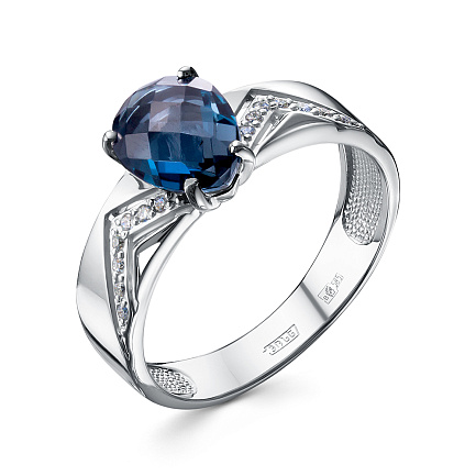 Кольцо из белого золота с бриллиантами, топазом