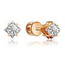 Пусеты из красного золота с фианитом