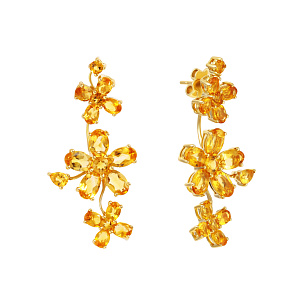 Серьги из желтого золота с цитринами