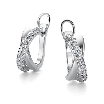 Серьги с английским замком из белого золота