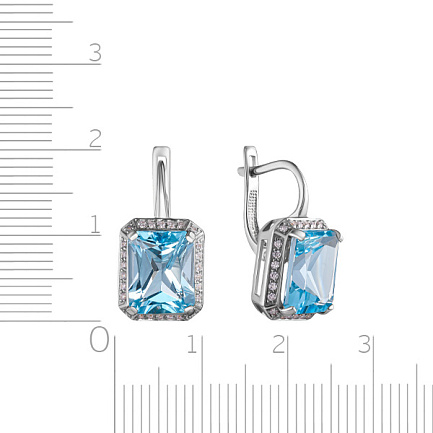 Серьги с английским замком из белого золота с топазом