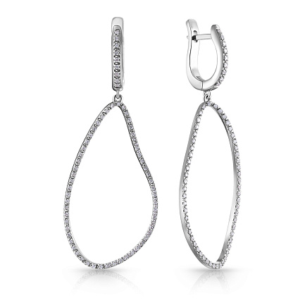 Серьги с английским замком из белого золота с бриллиантами