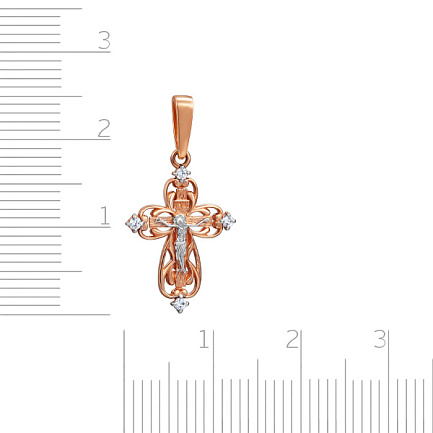 Крест из красного золота с бриллиантами