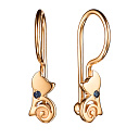 Серьги детские из красного золота с сапфирами