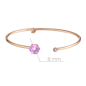 Браслет жесткий из красного золота с аметистом