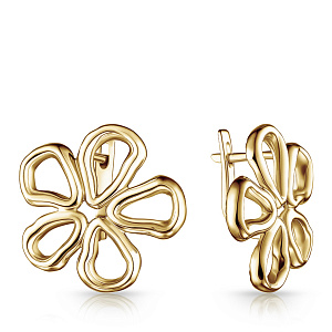 Серьги с английским замком из серебра с позолотой