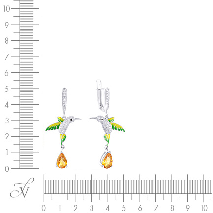 Серьги с английским замком из серебра с топазом