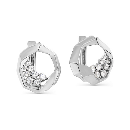 Серьги с английским замком из серебра с фианитами