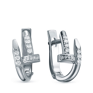 Серьги из белого золота с бриллиантом