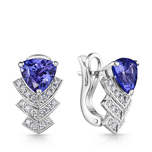 Серьги с английским замком из белого золота с бриллиантами