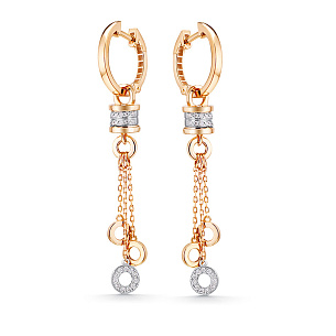 Серьги из красного золота с бриллиантом