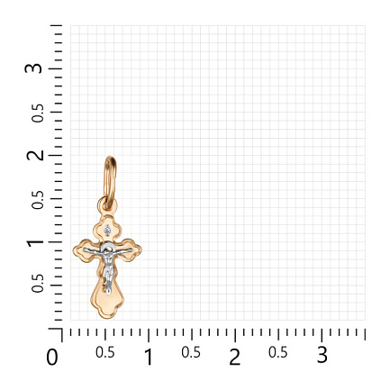 Крест из красного золота с бриллиантом