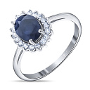 Кольцо из серебра с корундом, фианитом