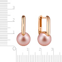 Серьги с английским замком из красного золота с жемчугом