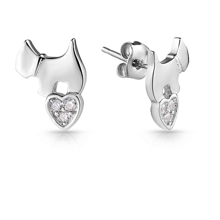 Пусеты из серебра с фианитом